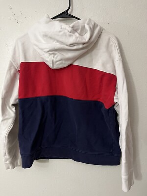 Levi's Red White Blue Colorblock Cropped Hoodie Sweatshirt Retro America  Size M | eBay