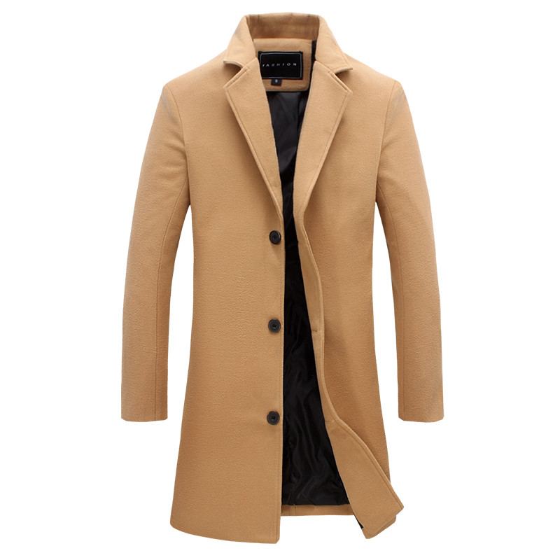 Vintage Men's Trench Coat Winter Warm Long Jacket Single