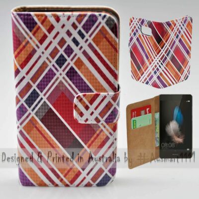 For Huawei Series - Tartan Texture Theme Print Wallet Mobile Phone Case Cover