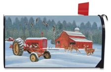 Winter On The Farm Magnetic Mailbox Cover Tractor Barn Standard Briarwood Lane