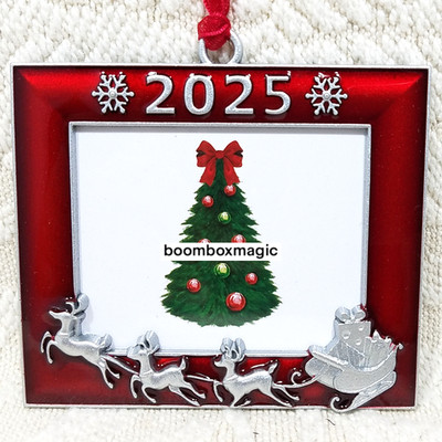   2025 CHRISTMAS TREE ORNAMENT PHOTO PICTURE FRAME SANTA CLAUS SLEIGH RIDE