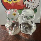 Lot of 2 Fenton Crystal Clear Teddy Bear Figurines Flawless