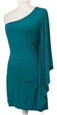 Express Womens One Shoulder Butterfly Mini Dress Stretch Green Blue Medium