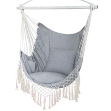 Hammock Chair, Hanging Rope Swing Seat with 2 Cushions,Macrame Hanging Chair ...