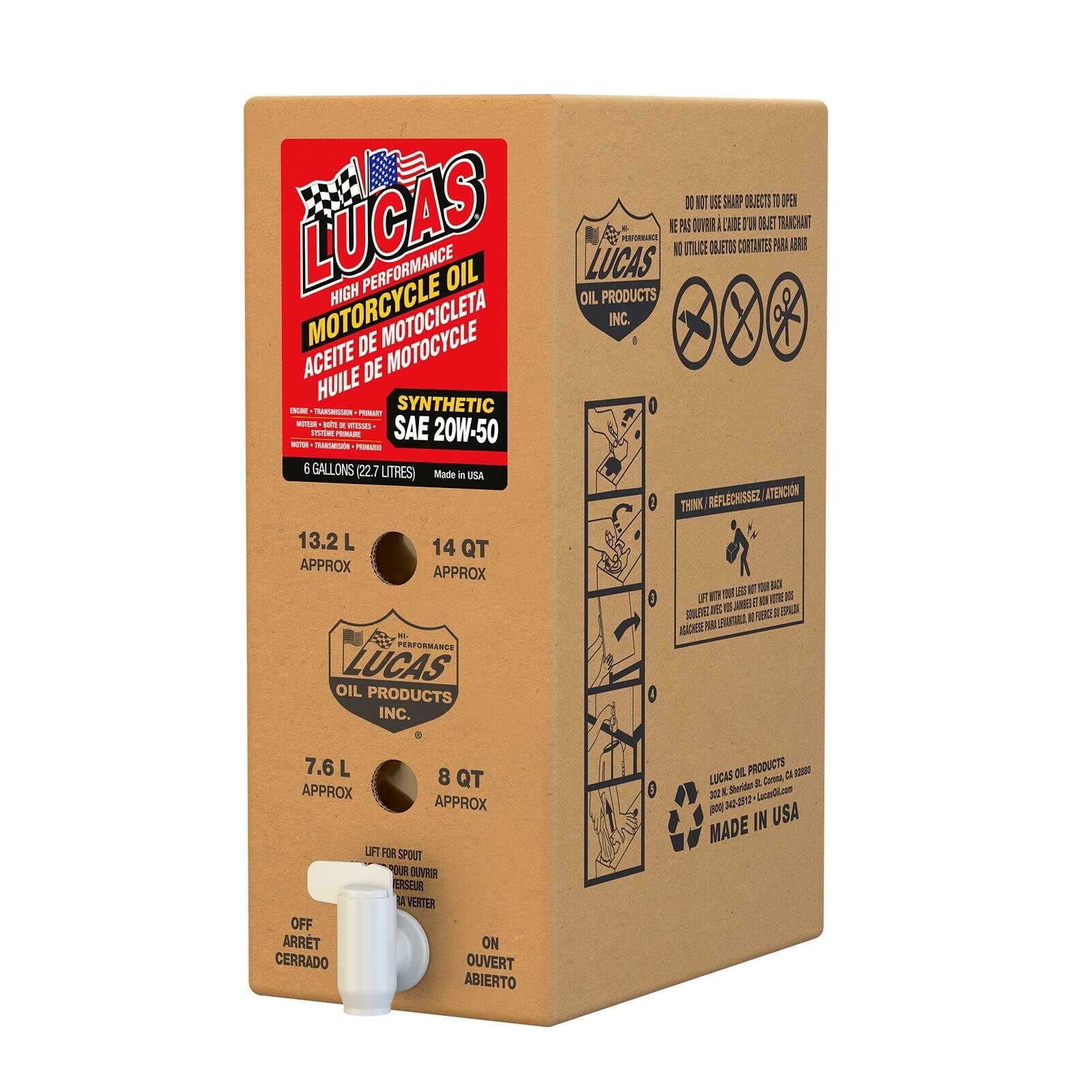 Lucas 18043 High Performance Sythetic Engine Oil 4T 20W50 6Gal Box