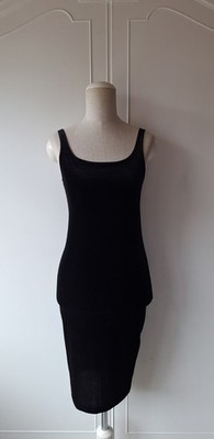 ZARA wunderschönes kleines schwarzes Samtkleid klassisch Träger Bodycon Party Gr. S