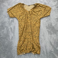 Zara Dress Womens Small Yellow Botanical Print Stretch V Neck Beach Tropical