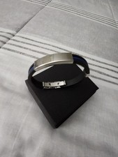 SILICONE RUBBER STAINLESS STEEL BLACK SILVER MEN'S BRACELET 12mm MAGNETIC