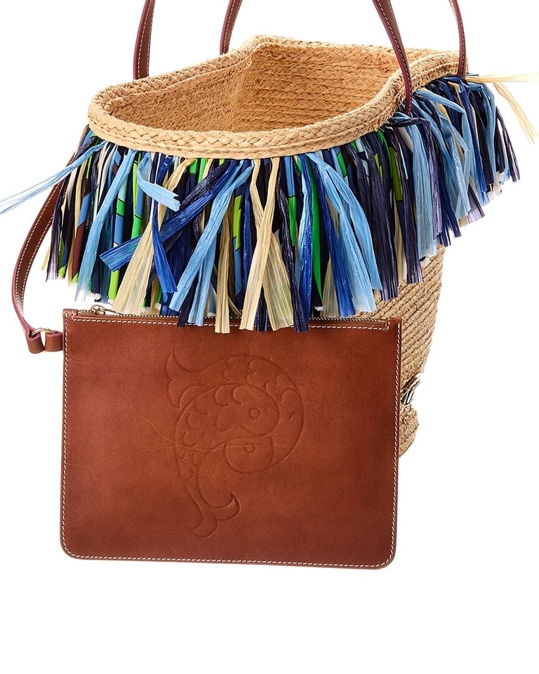 Женская коричневая сумка-корзина Emilio Pucci из соломы и кожи - Изображение 3 из 4