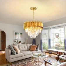 5 Flammige Kronleuchter  Rund  Kristall Metall Deckenlampe Für Wohnzimmer Gold