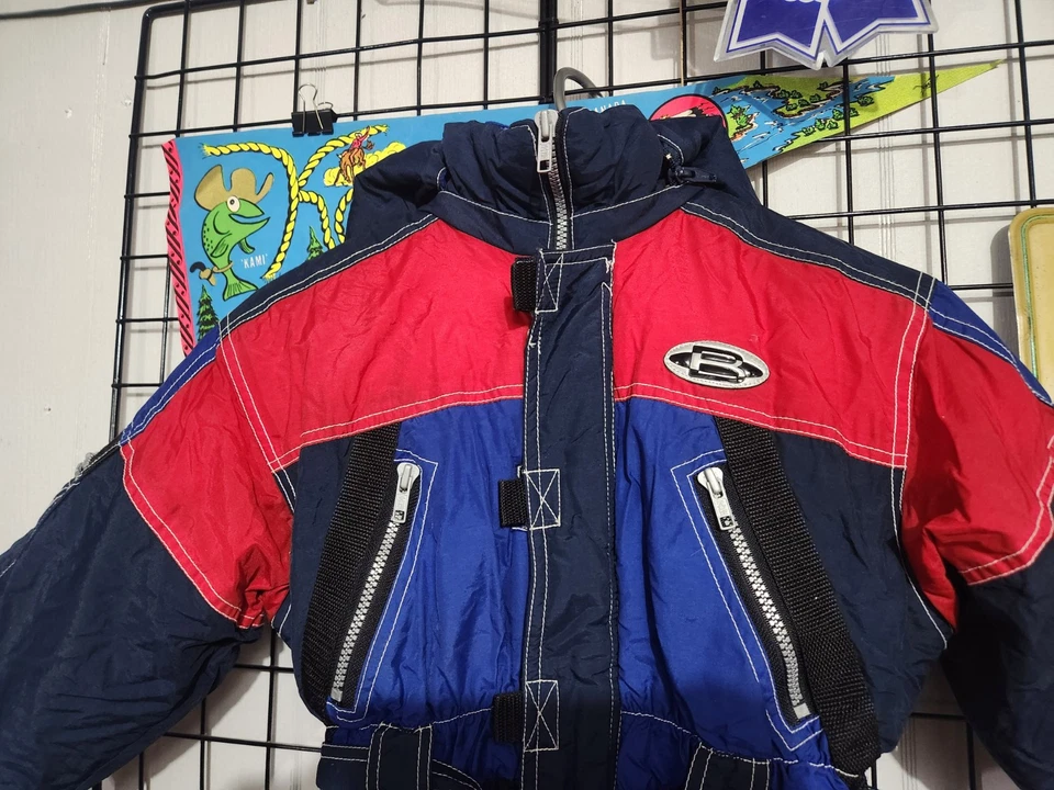 SEARS One Piece Vintage Snowsuit Youth Kids Size 6 As Is Rare Blue Red 1990s - Image 3 of 4