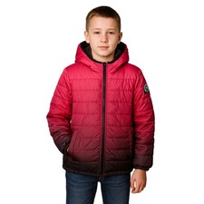 Abercrombie Kids Red Black Ombree Hooded Puffer Coat Boys 7-8