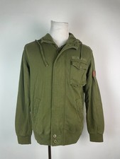 Giacca con cappuccio e zip intera vintage Billabong Y2k skater verde militare M