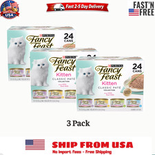 3 Pack Fancy Feast Kitten Grain Free Pate Wet Cat Food 3 oz 24 Ct Variety Pack