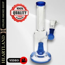 9" High Quality Straight Tube Beaker Bong Thick Glass Water Pipe | PERC | BLUE