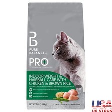 Pro Indoor Cat Food Weight Management Hairball Care Chicken Rice 7lbs Kibble New