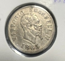 ITALIA 50 centesimi REGNO 1863 N VALORE Vittorio Emanuele II Argento