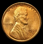 1938-D 1C RD Lincoln Cent - Choice Gem BU- SMH 1955