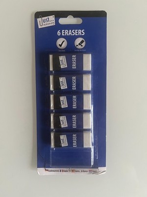 Radiergummi weiß Bleistift Büro, Schrift, Schulpaket AUS 5 Stück Schüler Neu