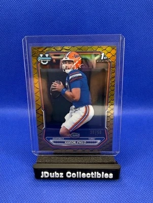 2026 Bowman Football Aaron Philo Gold Reptilian Refractor #/50 Gators - Image 1 of 2