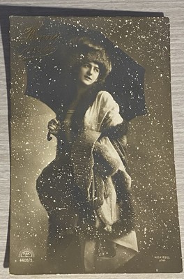 Postcard RPPC Bonne Ammee Happy New Year From Marie France Snow Scene Studio