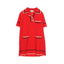 GUCCI polo dress #S short sleeves cotton silk Red Used Women