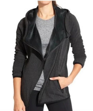 ATHLETA Cozy Karma Jacket Womens Sz L Plush Lining Asymmetrical Zip Hoodie Gray
