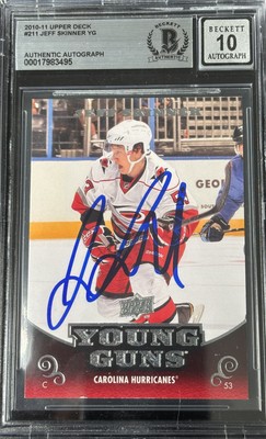 Jeff Skinner Signed 2010-11 UD Young Guns #211 RC BAS Beckett Autograph Grade 10