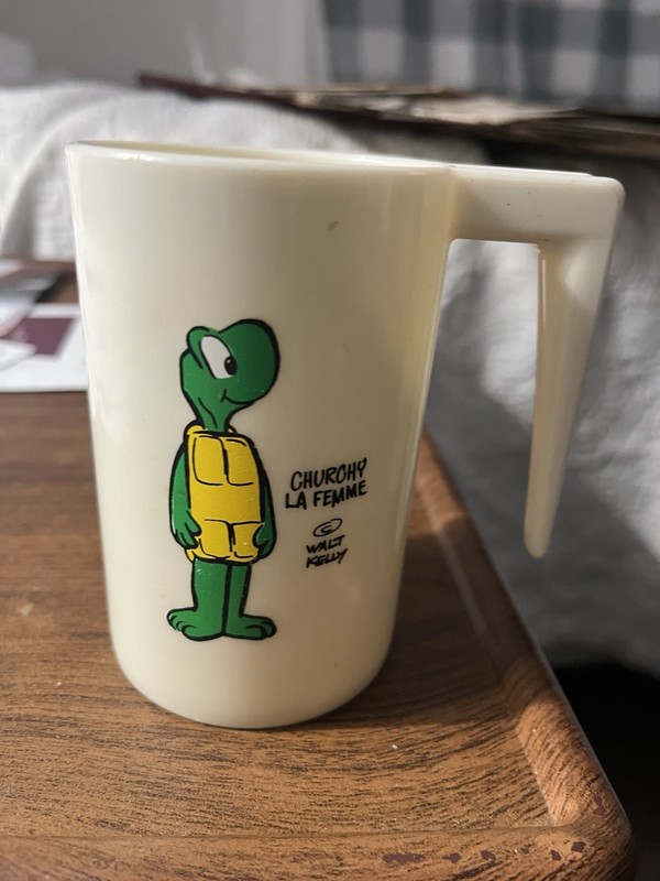 Walt Kelly Vintage Churohy La Femme White Children Plastic Drinking Cup 