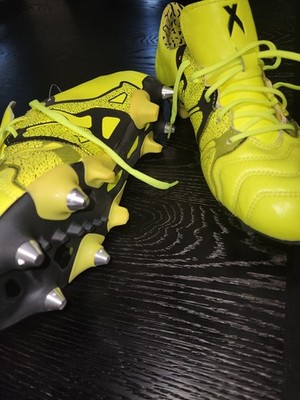 Adidas X 15.1 SG Leather Yellow Black Soccer Cleats Mens Rare