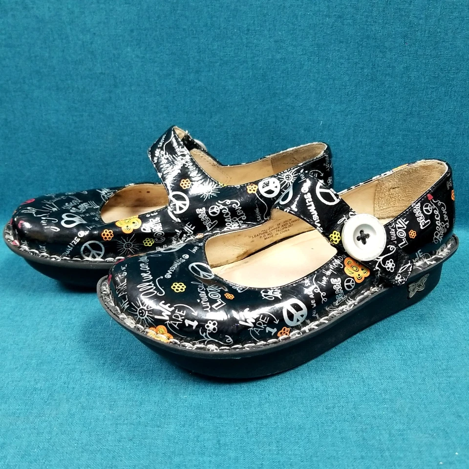 Zapatos para mujer Alegria By PG Lite PAL-311 floral/signo de paz Mary Jane talla 38 de la UE Foto 2 de 4