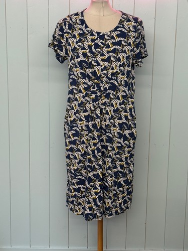 Adini Dress Size Large Ladies Blue Mustard Floral Casual Pockets Tunic Viscose - Picture 2 of 5