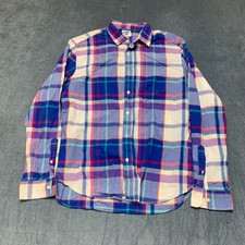 Old Navy Shirt Mens Large Multicolor Plaid Cotton Comfort Slim Fit Button Down