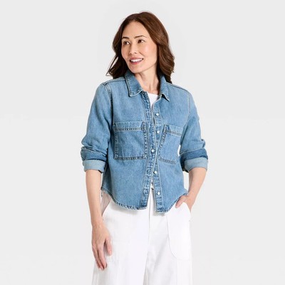 Women's Easy Denim Shirt - Universal Thread Light Wash Clean S