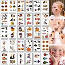 120PCS Halloween ' Tattoo Stickers - Cartoon, Cute, Pumpkin, Spider, Bat Funn...