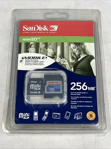 SanDisk Mini SD Card 256MB SDSDM-256 Flash Memory Card Brand New Sealed