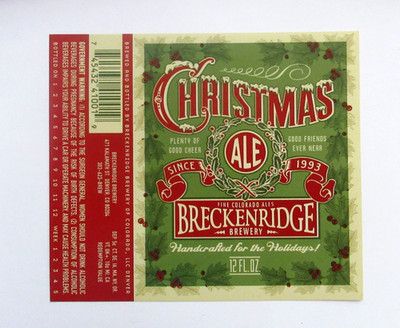 Breckenridge Brewery Christmas Ale Beer Label Colorado Breweriana