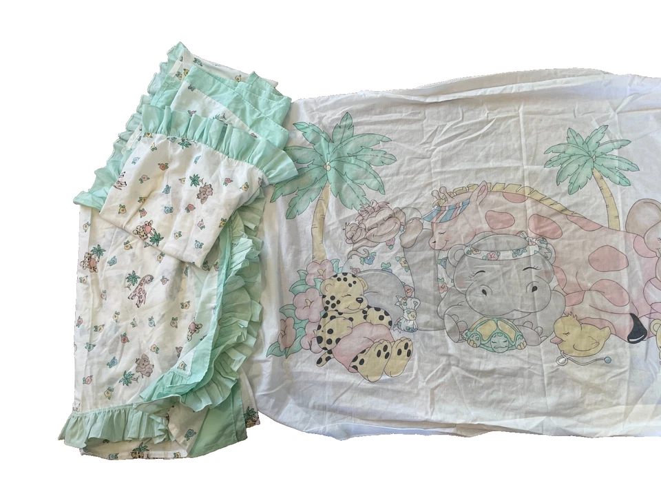 Little Bedding Vintage Baby Animals Fitted Crib Sheet and more! 1991-92 Safari - Image 3 of 4