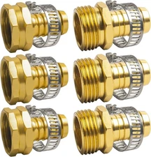 5/8" Garden Water Hose Connector Repair Mender Kit Ends Fittings Clamp Aluminum