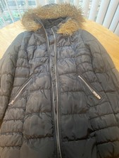 Divided By H  M Women 8 Black Puffed Hooded Full Zip Up Jacket Coat