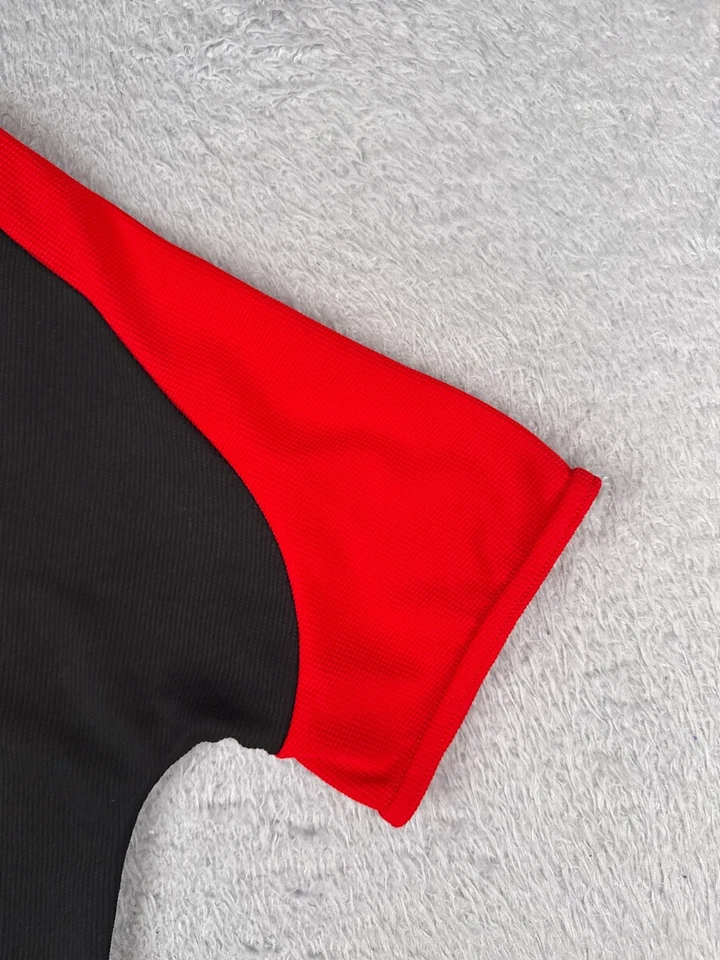 Camiseta deportiva de ciclismo vintage para adultos pequeña roja negra 1/2 cremallera manga corta poliéster Foto 2 de 4