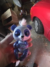 Used Imperfect Box WowWee Fingerlings Baby Panda Archie Blue Glitter Interactive