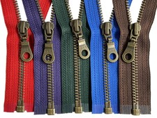 YKK 5 Medium Weight Antique Brass Donut Pull Jacket Zipper Separating 18" - 27"