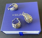 Silpada Sterling Silver Filigree Scroll Basket Hoop Earrings w/extra earring