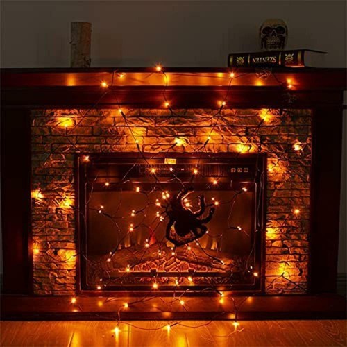 Halloween LED Black Spider Cobweb Lights Purple String Fairy Lights Party Decor - Picture 10 of 17