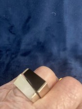 Onyx Mother Of Pearl Set /2 Angular Sterling Silver .925 Rings Vintage Sz 6.5