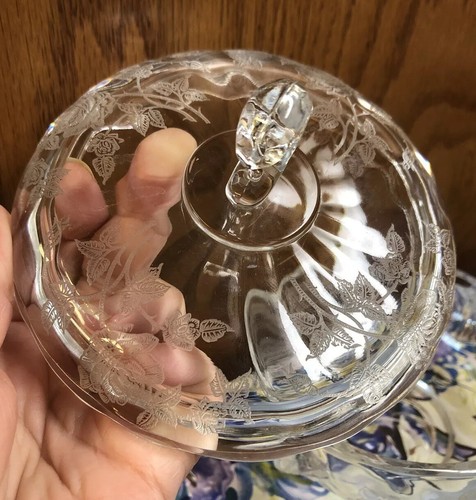 Heisey ROSE covered Chocolate Dish (Wave Finial) 5" diameter and tall - Picture 2 of 10