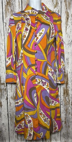 Vintage 60er 70er Nordstrom bestes psychedelisches buntes Hippie Kleid & Jacke Größe Small - Bild 15 von 24