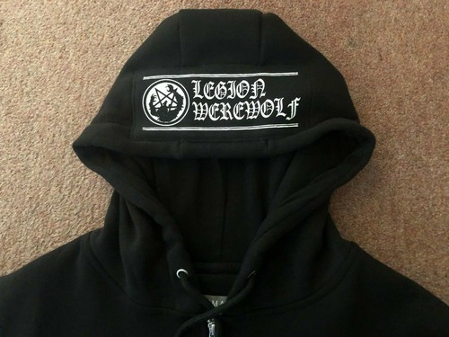 Top con cappuccio Legion Lupo Mannaro Metallo Nero Satanico Warmaster Forza & Onore - Foto 5 di 9