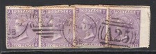 M15624 Malta 1867-70 SGZ60 - 6d violet PLATE 6. Four copies used on small piece